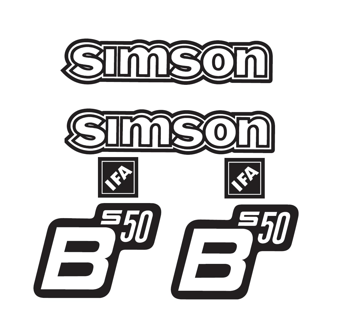 Simson S50B IFA Aufkleber Set Premium Retro DDR Schwarz Weiss Alt Hell Simson S50B IFA Aufkleber Set Premium Retro DDR Schwarz Weiss Alt Hell von 2taktshop