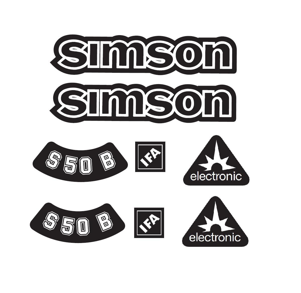 Simson S50B IFA Electronic Aufkleber Dekor Premium Retro Schwarz Weiss Dunkel von 2taktshop