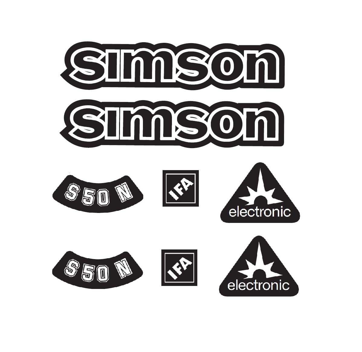 Simson S50N IFA Electronic Aufkleber Dekor Premium Retro Schwarz Weiss Dunkel von 2taktshop