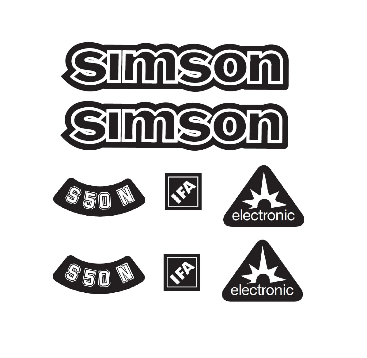 Simson S50N IFA Electronic Aufkleber Dekor Premium Retro Schwarz Weiss Dunkel Simson S50N IFA Electronic Aufkleber Dekor Premium Retro Schwarz Weiss Dunkel von 2taktshop