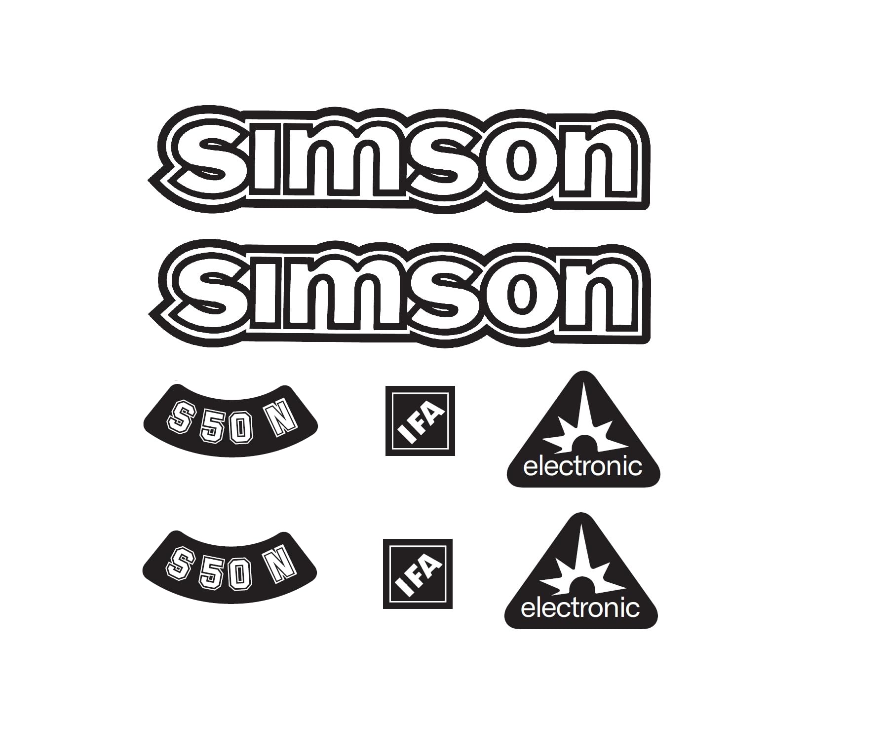 Simson S50N IFA Electronic Aufkleber Dekor Premium Retro Schwarz Weiss Simson S50N IFA Electronic Aufkleber Dekor Premium Retro Schwarz Weiss von 2taktshop