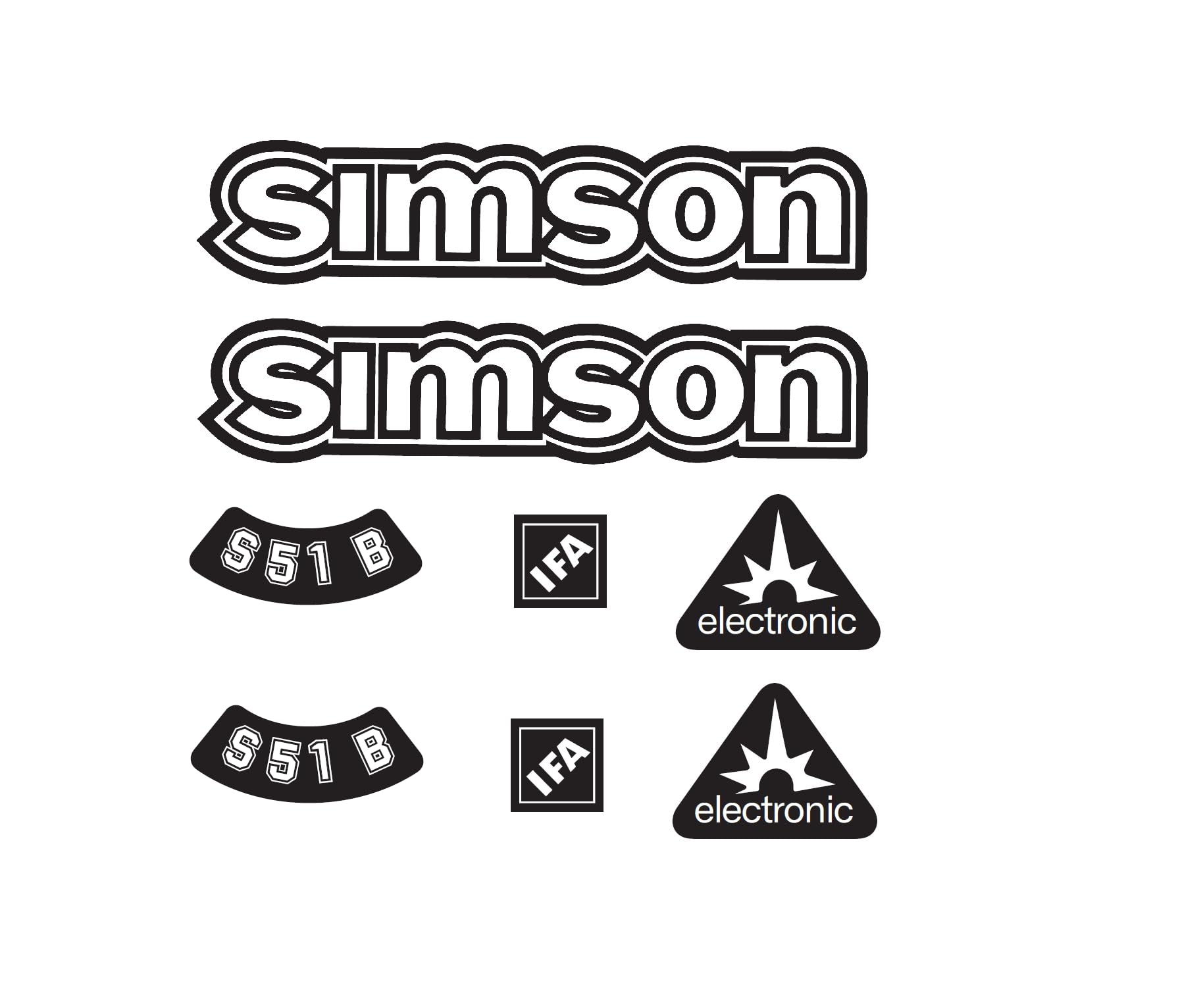 Simson S51B IFA Electronic Aufkleber Dekor Premium Retro Schwarz Weiss von 2taktshop