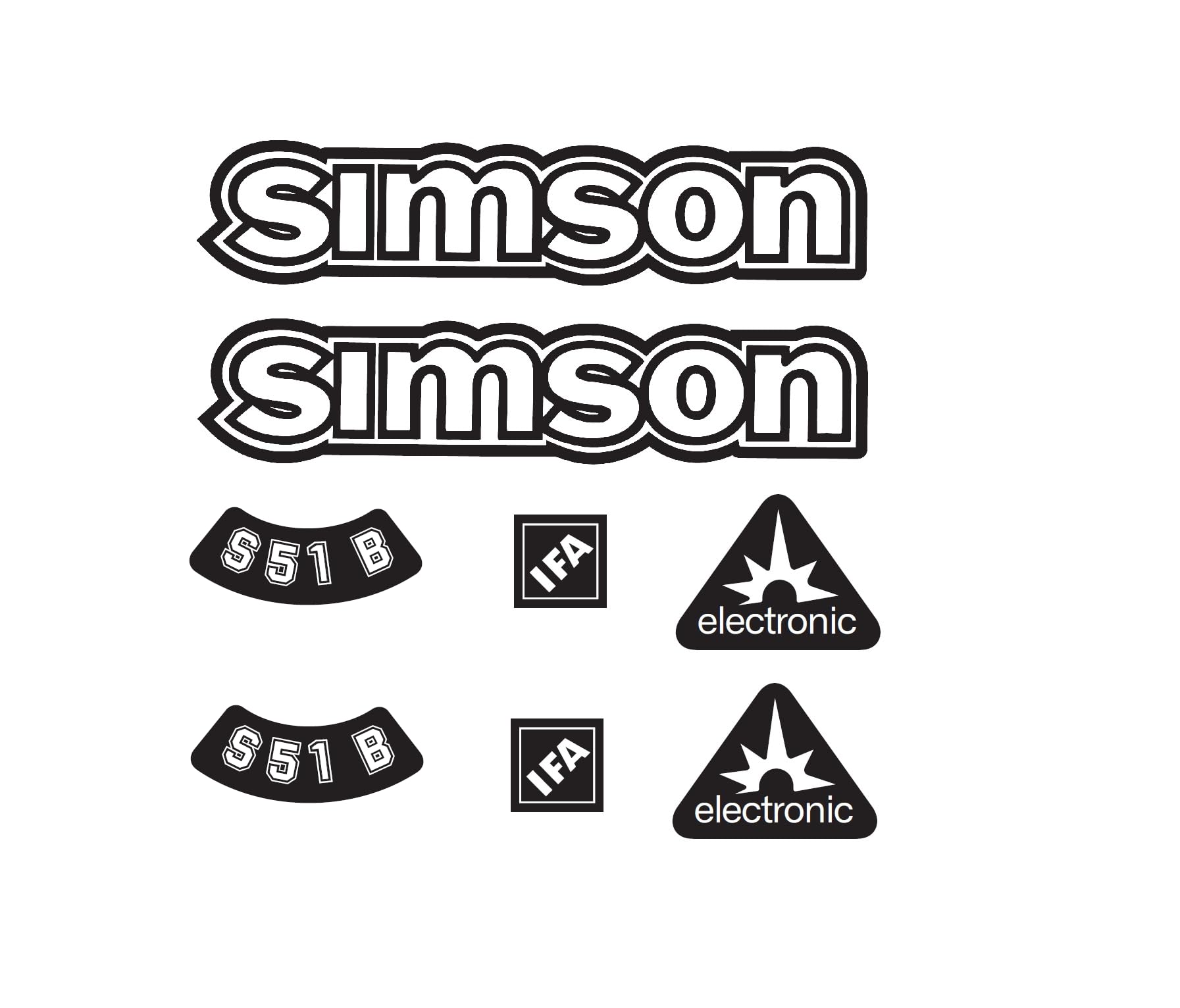 Simson S51B IFA Electronic Aufkleber Dekor Premium Retro Schwarz Weiss Simson S51B IFA Electronic Aufkleber Dekor Premium Retro Schwarz Weiss von 2taktshop