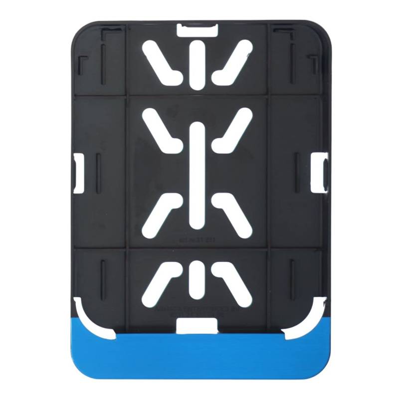 1x Kennzeichenhalter für Versicherungskennzeichen 135 x 110 mm ( für Mofa - Roller - S-Pedelec - E-Bike - Moped - L-Krad - Leichkraftrad ) (Mit Blau gebürstet Leiste) von 3D Carbon Design