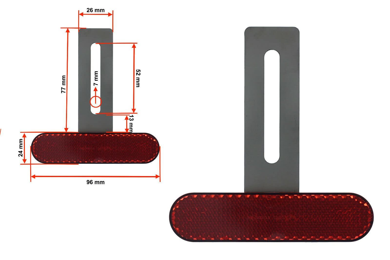 3D Carbon Design 1x Premium Edelstahl T-Halter ( Lang 77 mm ) mit Reflektor Rot E-geprüft universal Katzenauge Rückstrahler für Motorrad (T-Halter 77 mm) von 3D Carbon Design