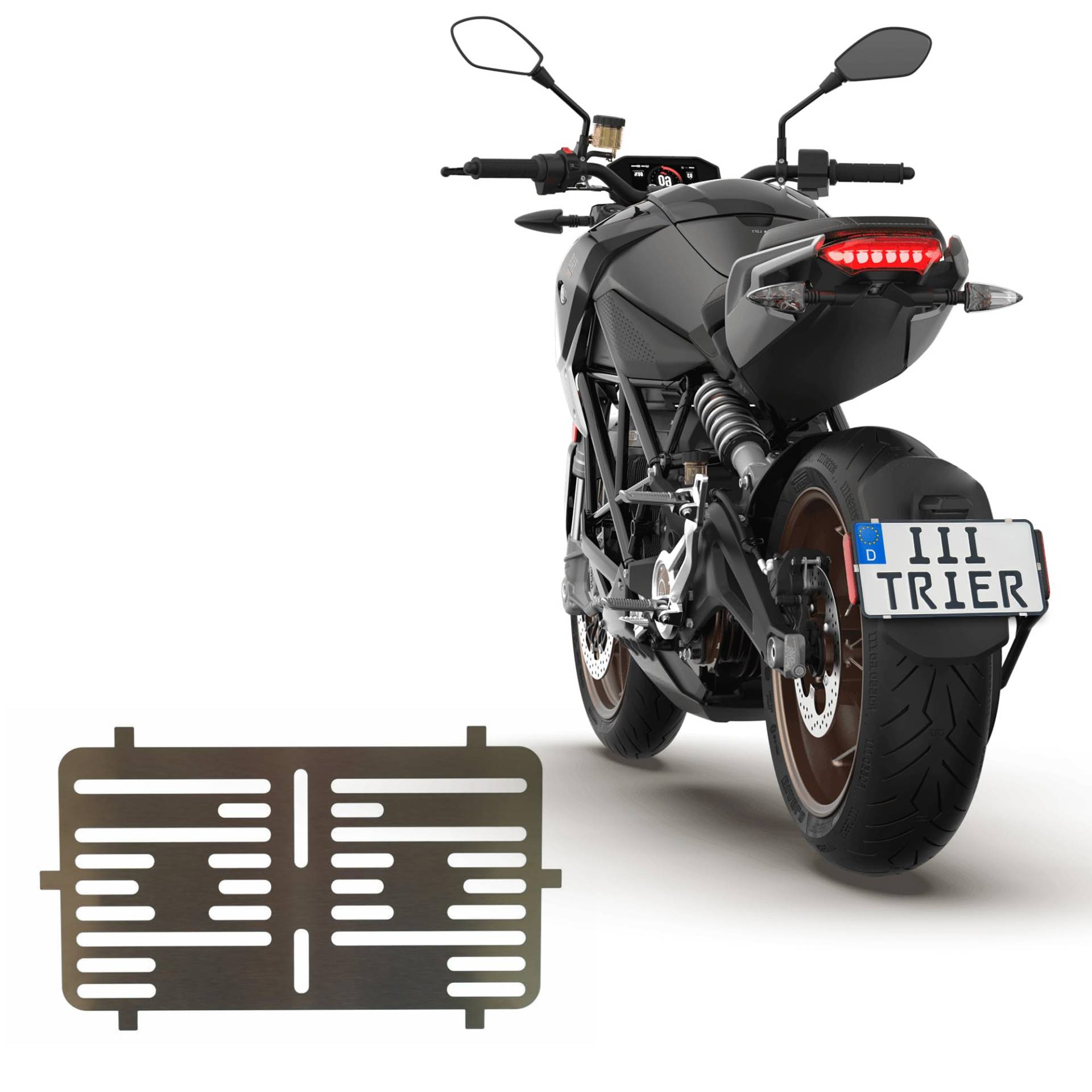 1x Rahmenlos Edelstahl Kennzeichenhalter 240 X 130 mm / 0,8 mm dick Für Motorrad - Roller (130) von 3D Carbon Design