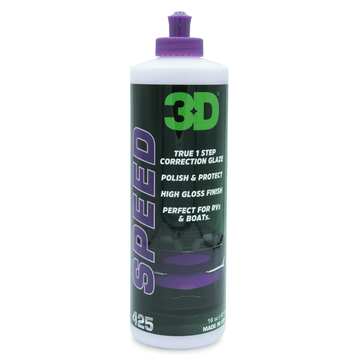 3D Speed All in One Polish/Wax – 473 ml | Klarlack und Wachs in einem | Lackschutz, Wirbelkorrektur | Made in USA | komplett natürlich | keine schädlichen Chemikalien von 3D