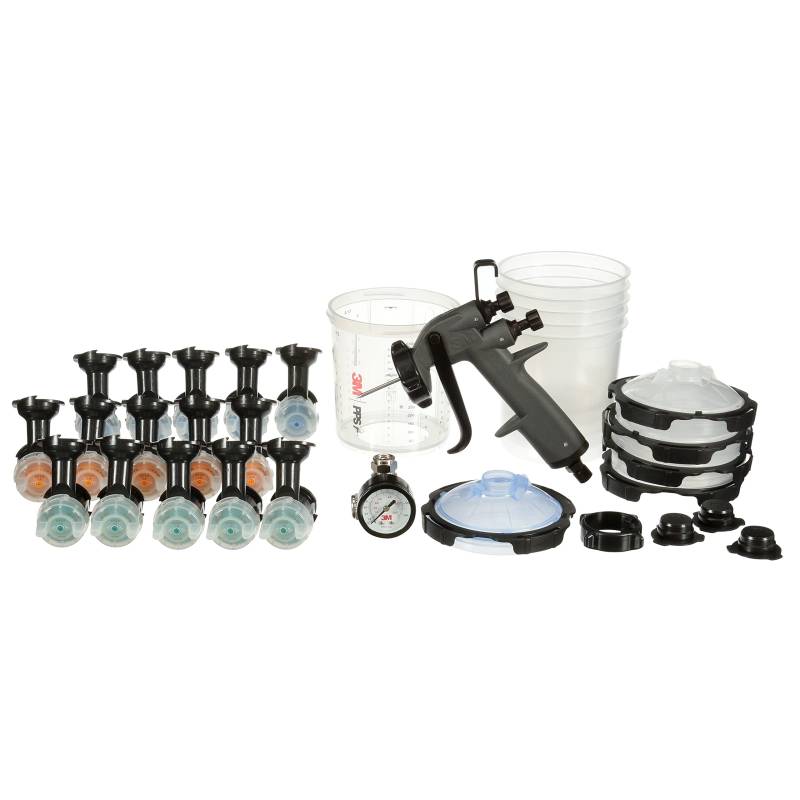 3M Lackier-Starter-Paket - 3M Performance Spray Gun 26778, inkl. PPS 2.0 Lackverarbeitungssystem, 15 austauschbare HVLP-Düsen, Ventil zur Luftstromregelung; zur Autolackierung von 3M