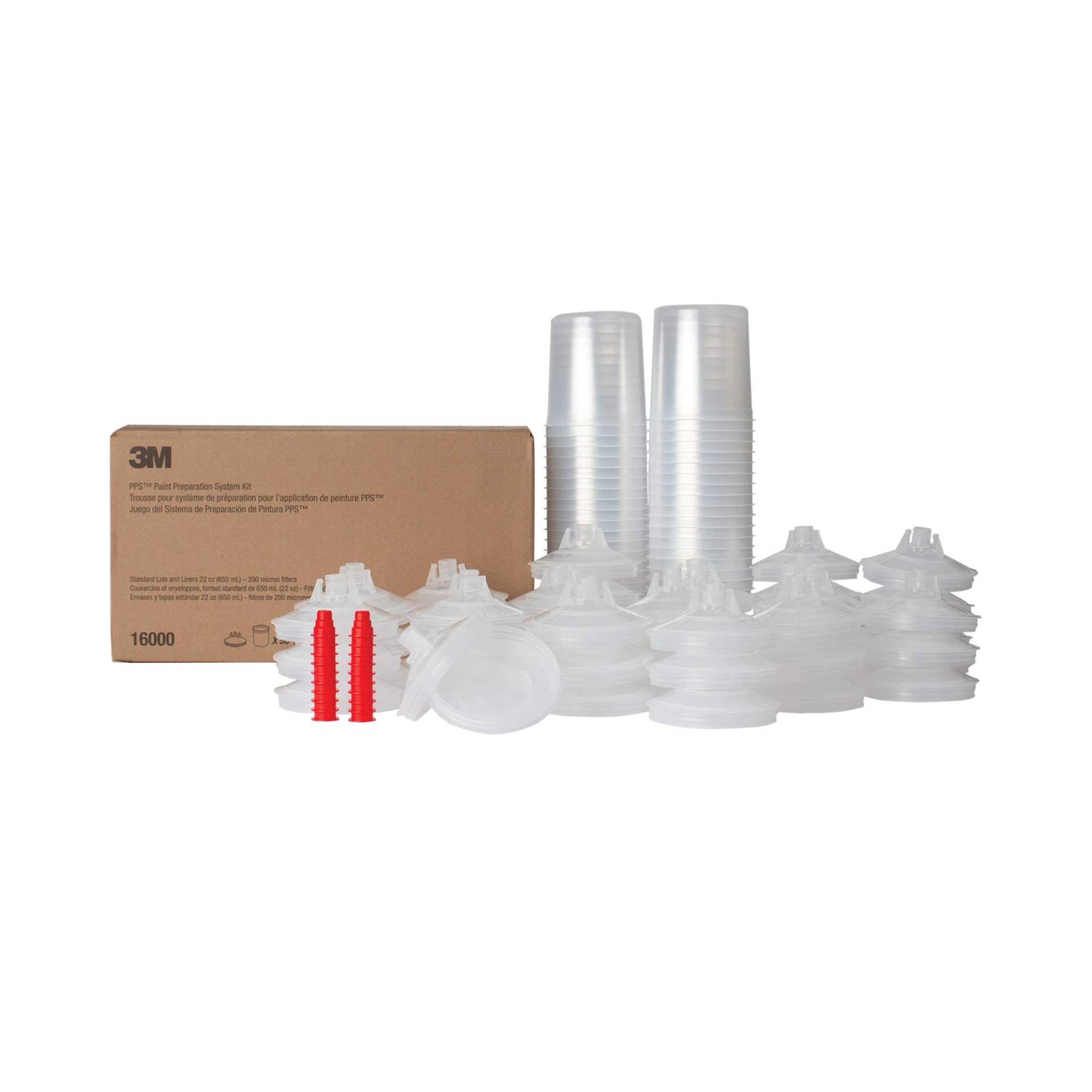 3M PPS (Original-Serie) Farbspritzpistolendeckel- und Liner-Set, 16000, Standard, 625 ml, 200-Mikron-Filter, Verwendung mit Farbpistole für Autos, Möbel, Zuhause, 50 Einwegdeckel und Liner, 20 von 3M