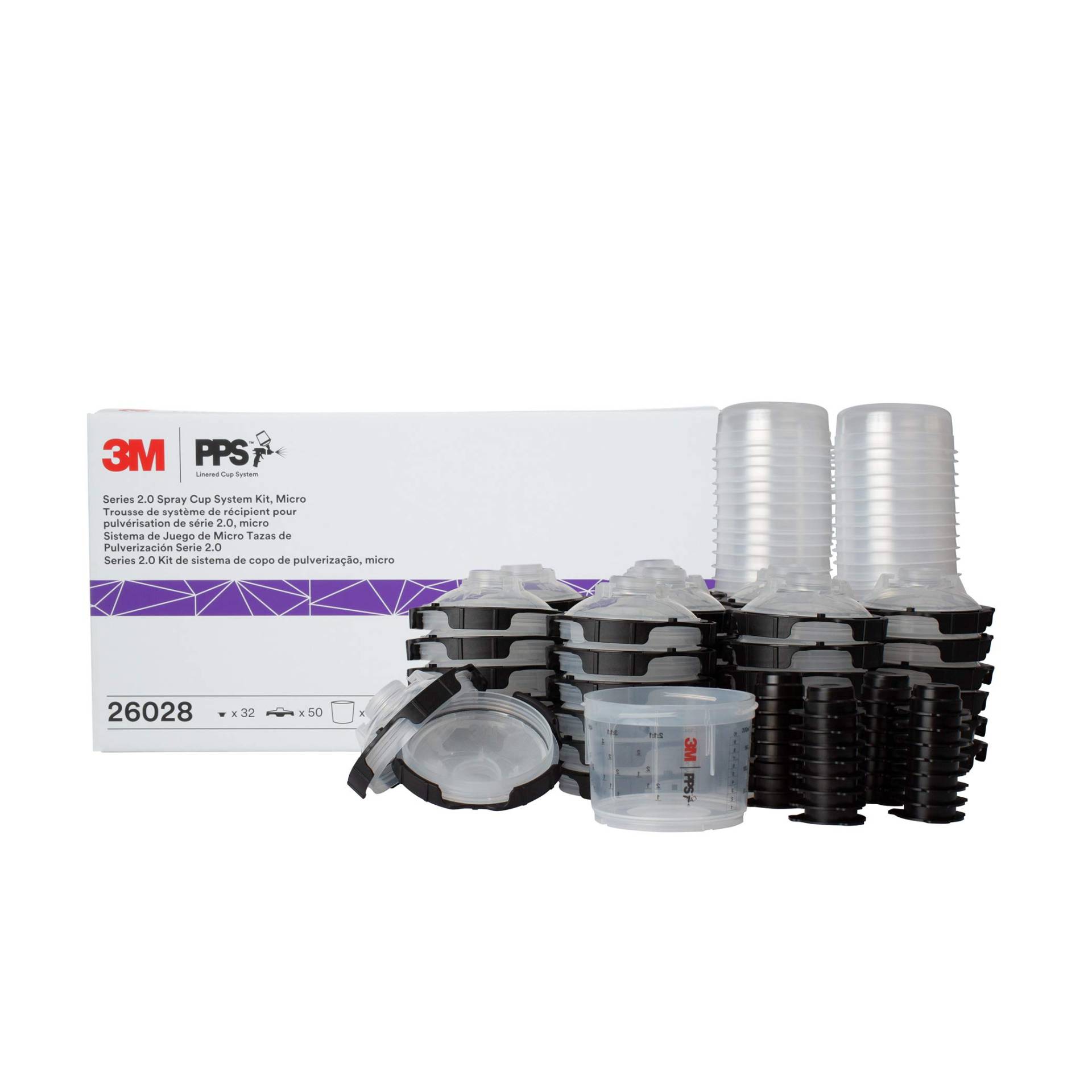3M PPS 2.0 Spritzpistolen-Becher, Deckel und Liner Kit, 26028 Micro, 85 ml, 200 Mikron Filter, Verwendung für Autos, Möbel, Haus und mehr, 1 Mini-Farbbecher, 50 Deckel, 32 Verschlussstopfen 3M PPS 2.0 Spritzpistolen-Becher, Deckel und Liner Kit, 26028 Micro, 85 ml, 200 Mikron Filter, Verwendung für Autos, Möbel, Haus und mehr, 1 Mini-Farbbecher, 50 Deckel, 32 Verschlussstopfen von 3M