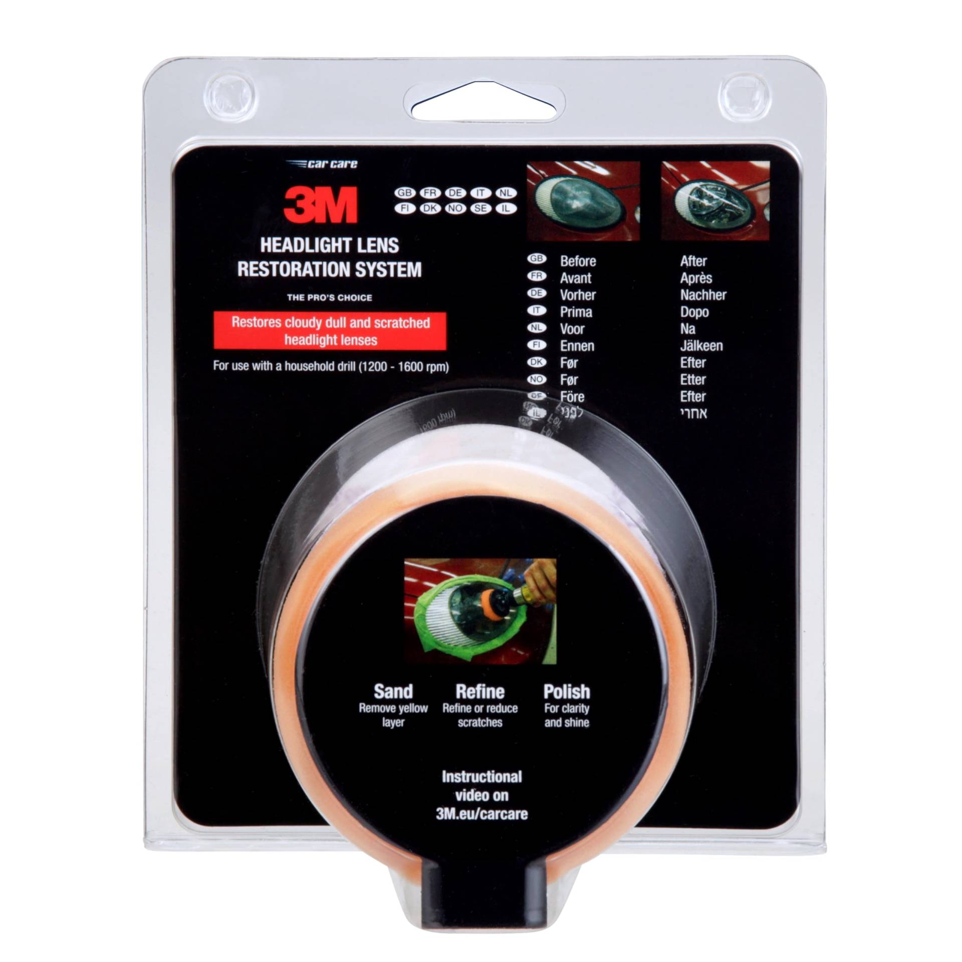 3M 39073 Scheinwerferglas-Restaurierungskit zur Wiederherstellung von stumpfen/verblichenen/verfärbten Scheinwerfern, 1 Packung, merhfarbig 3M 39073 Scheinwerferglas-Restaurierungskit zur Wiederherstellung von stumpfen/verblichenen/verfärbten Scheinwerfern, 1 Packung, merhfarbig von 3M Pro