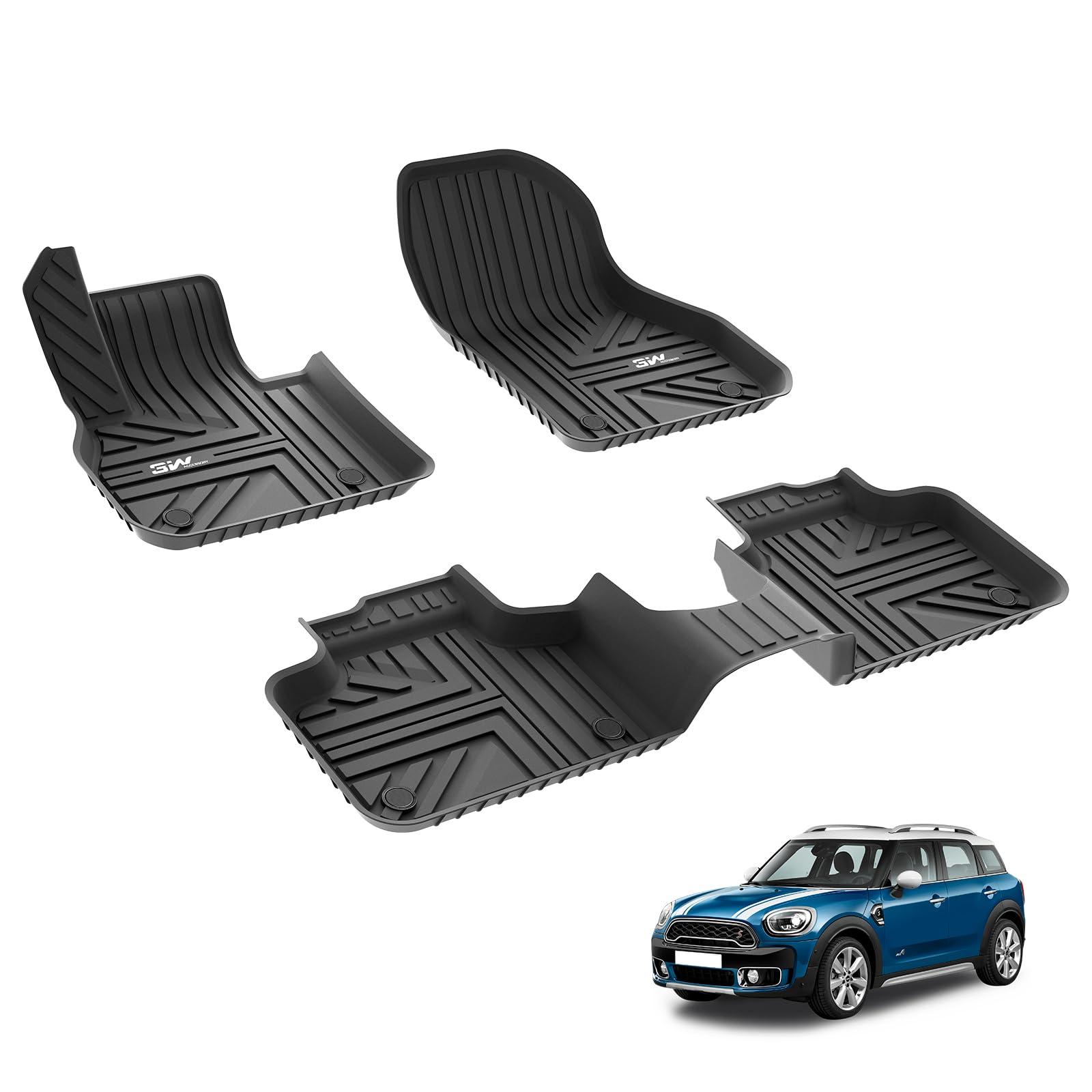3W Fußmatten für Mini Countryman F60 2017-2024, TPE Allwetter Maßgeschneiderte Gummimatten für Mini Countryman F60 1. und 2. Reihen Komplettset Auto Fussmatten Zubehör, Schwarz Antirutschmatten 3W Fußmatten für Mini Countryman F60 2017-2024, TPE Allwetter Maßgeschneiderte Gummimatten für Mini Countryman F60 1. und 2. Reihen Komplettset Auto Fussmatten Zubehör, Schwarz Antirutschmatten von 3W