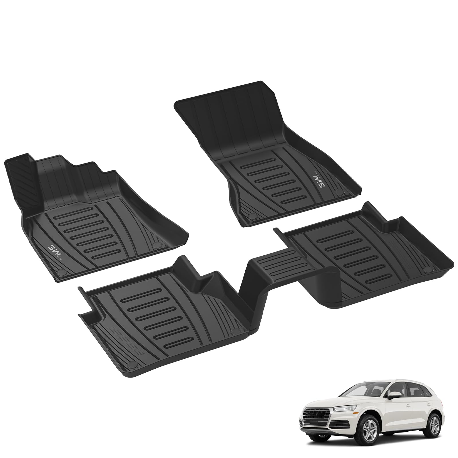 3W Fußmatten für Audi Q5/SQ5 80A 2018-2025, TPE Allwetter Maßgeschneiderte Gummimatten für Audi Q5/SQ5 1. und 2. Reihen Komplettset Auto Fussmatten Zubehör, Schwarz Antirutschmatten 3W Fußmatten für Audi Q5/SQ5 80A 2018-2025, TPE Allwetter Maßgeschneiderte Gummimatten für Audi Q5/SQ5 1. und 2. Reihen Komplettset Auto Fussmatten Zubehör, Schwarz Antirutschmatten von 3W