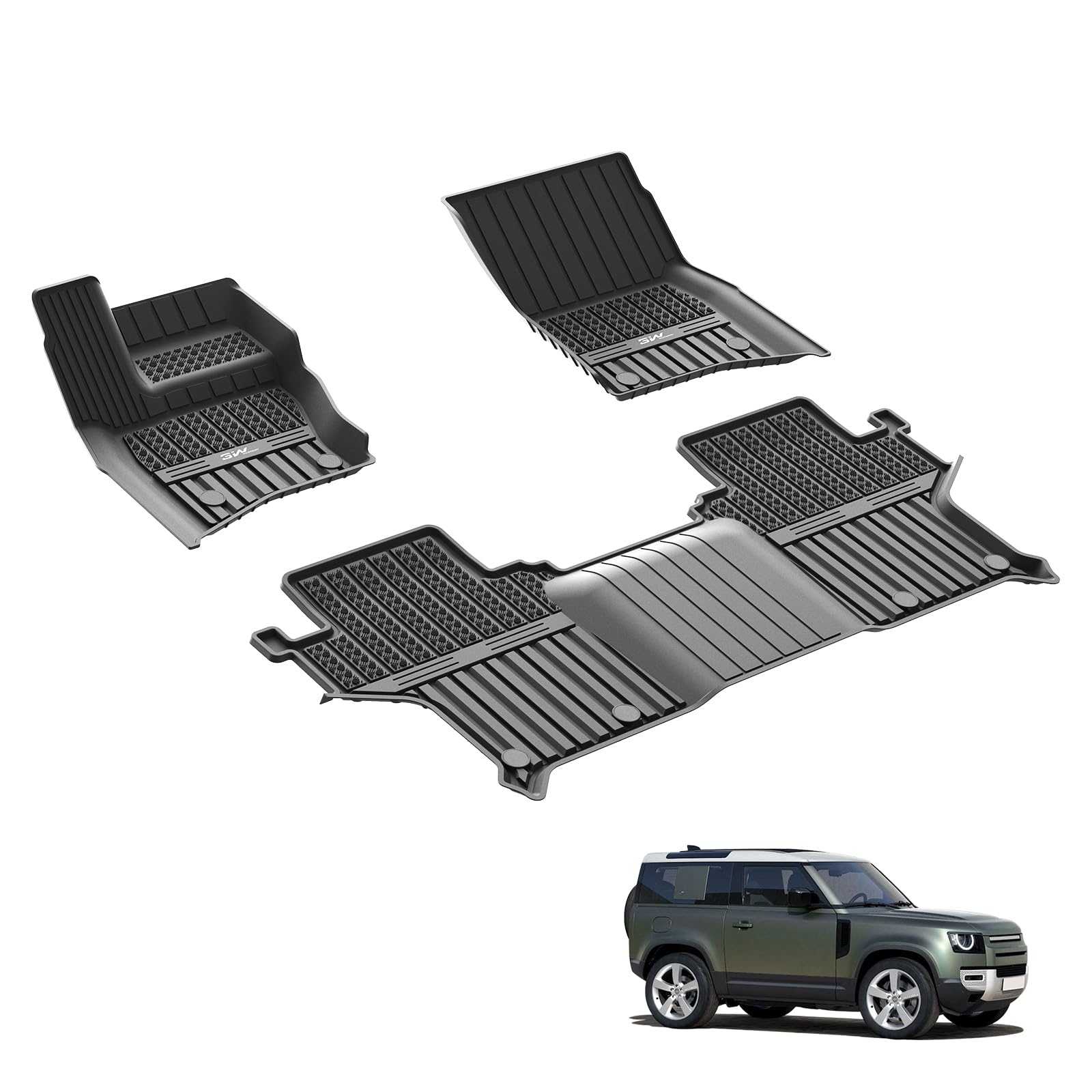 3W Fußmatten für Land Rover Defender 90 L663 2020-2024, TPE Allwetter Maßgeschneiderte Gummimatten für Defender 90 1. und 2. Reihen Komplettset Auto Fussmatten Zubehör, Schwarz Antirutschmatten 3W Fußmatten für Land Rover Defender 90 L663 2020-2024, TPE Allwetter Maßgeschneiderte Gummimatten für Defender 90 1. und 2. Reihen Komplettset Auto Fussmatten Zubehör, Schwarz Antirutschmatten von 3W