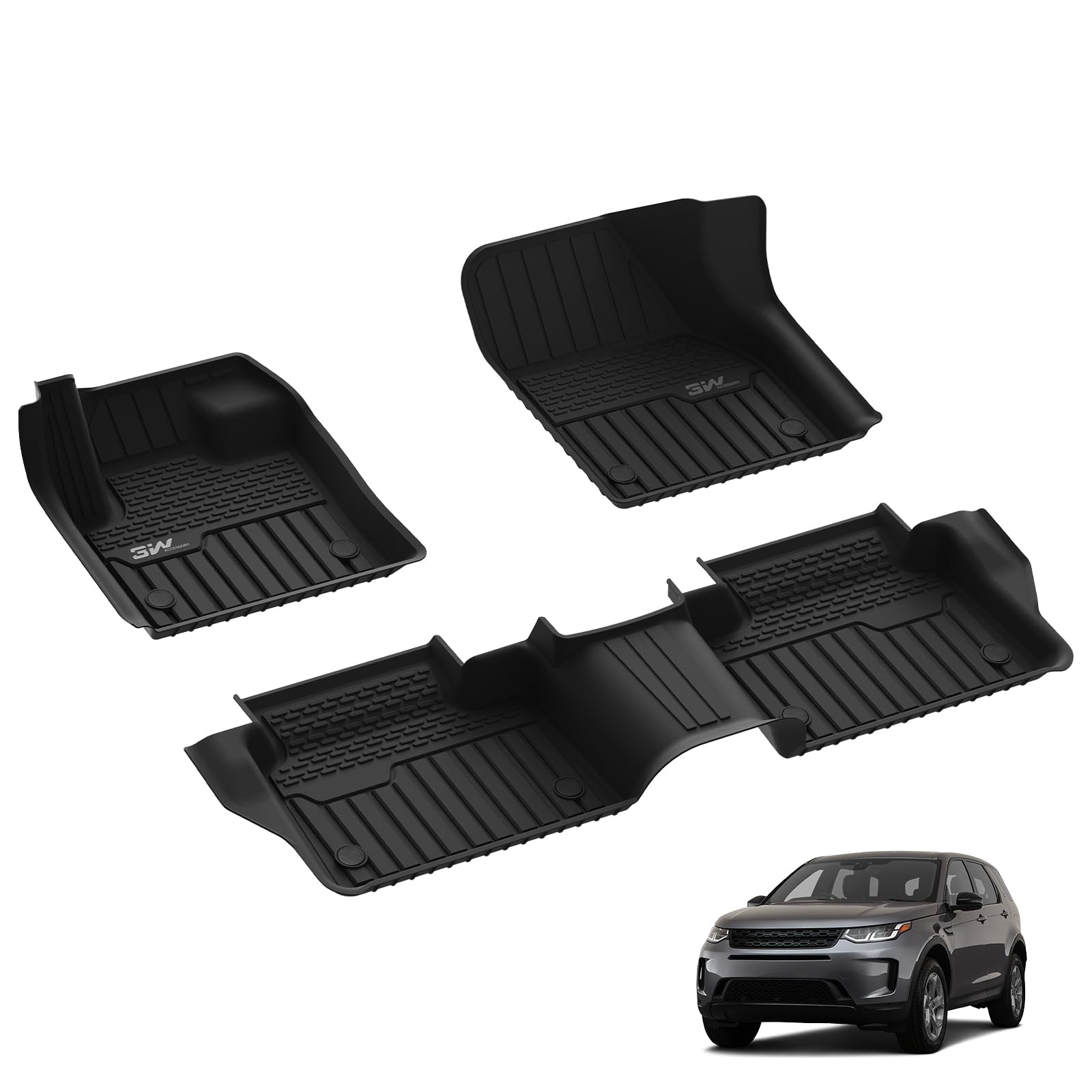 3W Fußmatten für Land Rover Discovery Sport L550 2020-2025, TPE Allwetter Gummimatten für Land Rover Discovery Sport 1. und 2. Reihen Komplettset Auto Fussmatten Zubehör, Schwarz Antirutschmatten 3W Fußmatten für Land Rover Discovery Sport L550 2020-2025, TPE Allwetter Gummimatten für Land Rover Discovery Sport 1. und 2. Reihen Komplettset Auto Fussmatten Zubehör, Schwarz Antirutschmatten von 3W