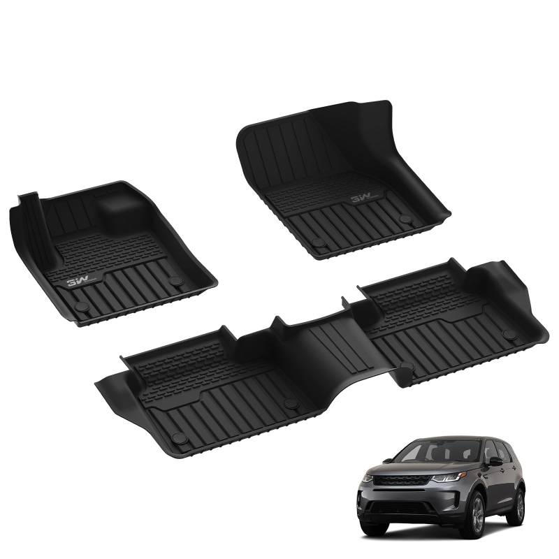 3W Fußmatten für Land Rover Discovery Sport L550 2020-2025, TPE Allwetter Gummimatten für Land Rover Discovery Sport 1. und 2. Reihen Komplettset Auto Fussmatten Zubehör, Schwarz Antirutschmatten von 3W
