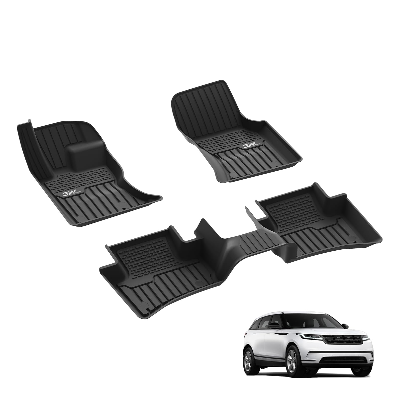 3W Fußmatten für Range Rover Velar L560 2017-2025, TPE Allwetter Maßgeschneiderte Gummimatten für Range Rover Velar 1. und 2. Reihen Komplettset Auto Fussmatten Zubehör, Schwarz Antirutschmatten 3W Fußmatten für Range Rover Velar L560 2017-2025, TPE Allwetter Maßgeschneiderte Gummimatten für Range Rover Velar 1. und 2. Reihen Komplettset Auto Fussmatten Zubehör, Schwarz Antirutschmatten von 3W