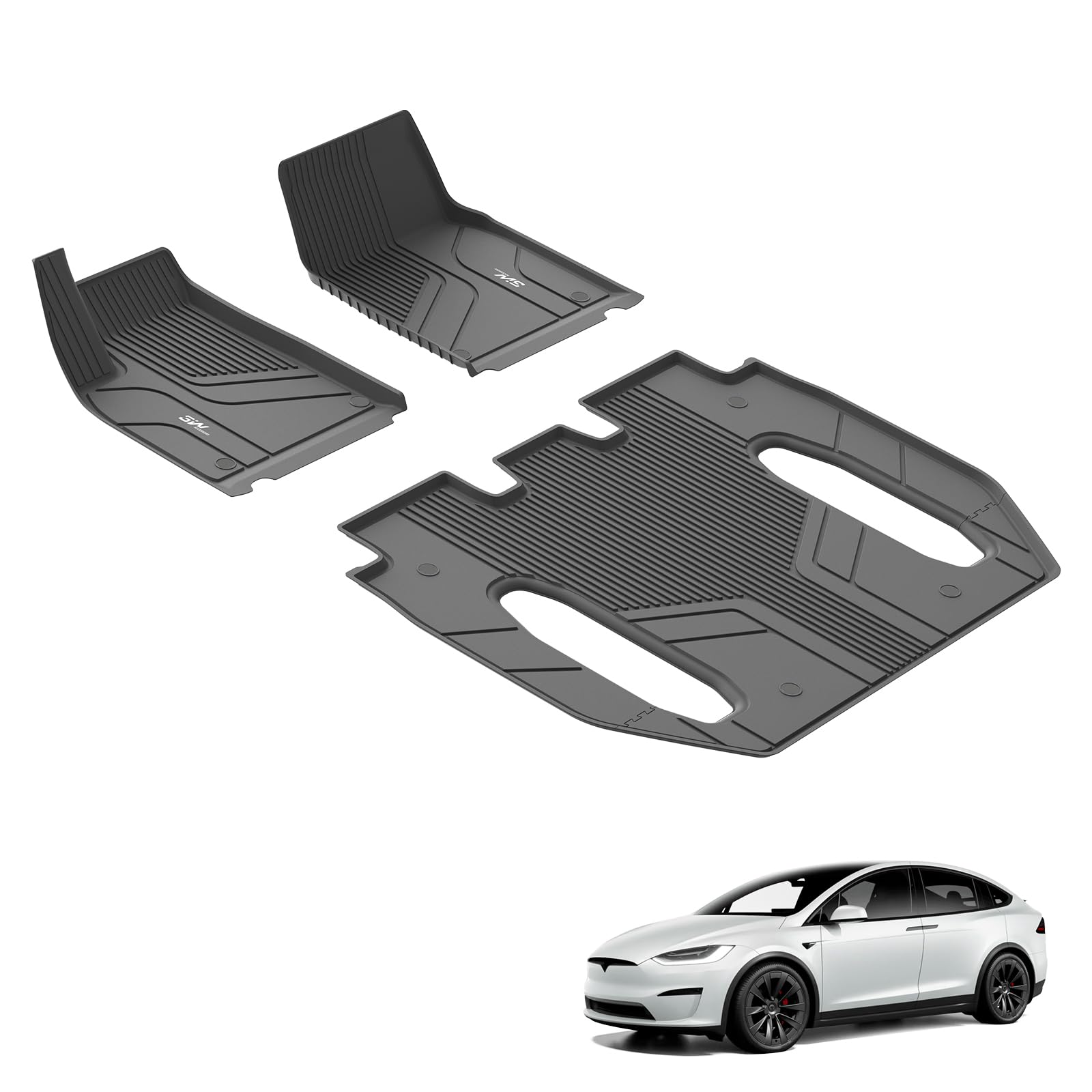 3W Fußmatten für Tesla Model X 6-Sitzer 2022-2024, TPE Allwetter Maßgeschneiderte Gummimatten für Tesla Model X 1. und 2. Reihen Komplettset Auto Fussmatten Zubehör, Schwarz Antirutschmatten 3W Fußmatten für Tesla Model X 6-Sitzer 2022-2024, TPE Allwetter Maßgeschneiderte Gummimatten für Tesla Model X 1. und 2. Reihen Komplettset Auto Fussmatten Zubehör, Schwarz Antirutschmatten von 3W