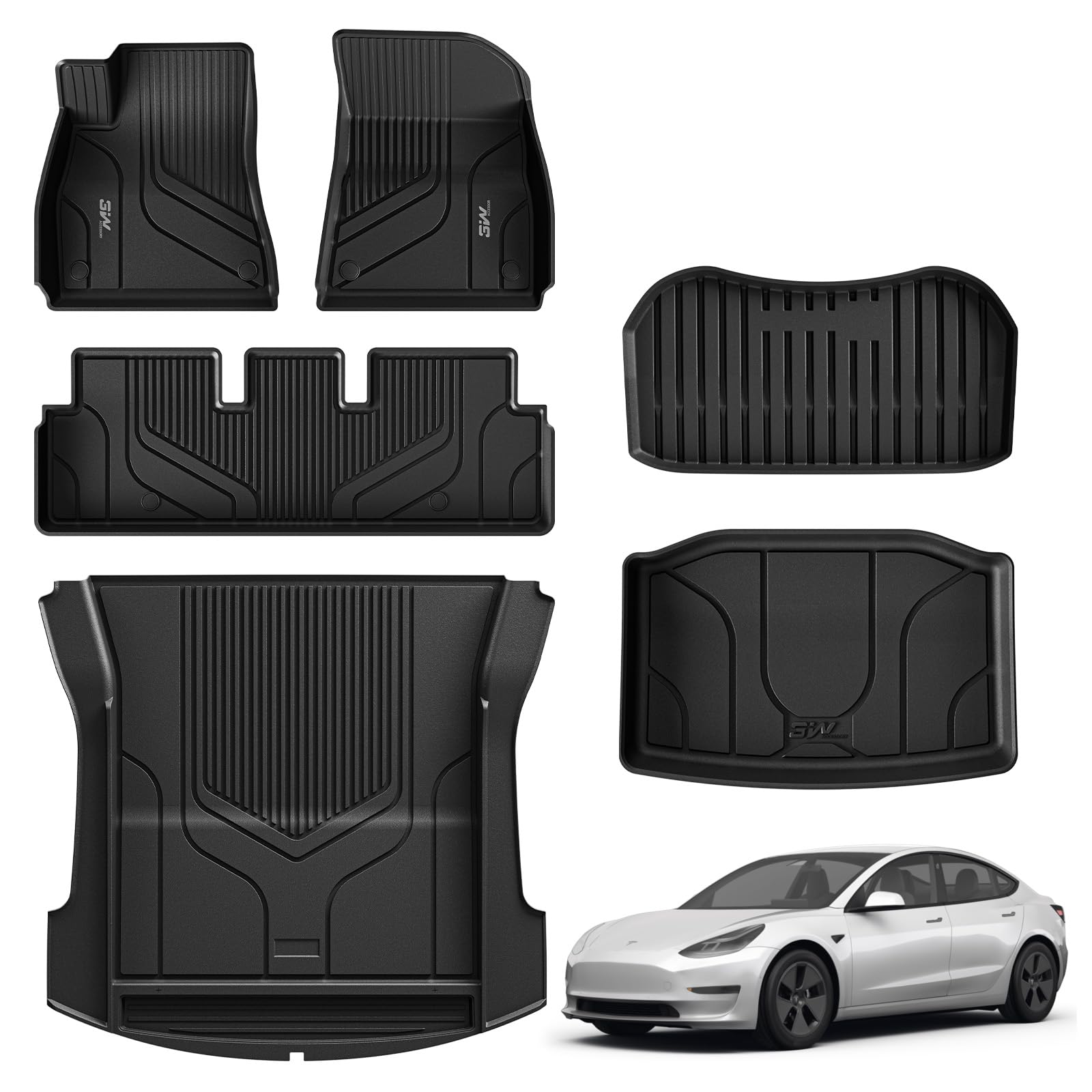3W Fußmatten und Kofferraumwanne für Tesla Model 3 2021-2023 6-teiliges Satz, TPE Allwetter Maßgeschneiderte Fußmatten und Kofferraummatten Komplettset Tesla Model 3 2021-2023 Autofußmatten Zubehör 3W Fußmatten und Kofferraumwanne für Tesla Model 3 2021-2023 6-teiliges Satz, TPE Allwetter Maßgeschneiderte Fußmatten und Kofferraummatten Komplettset Tesla Model 3 2021-2023 Autofußmatten Zubehör von 3W