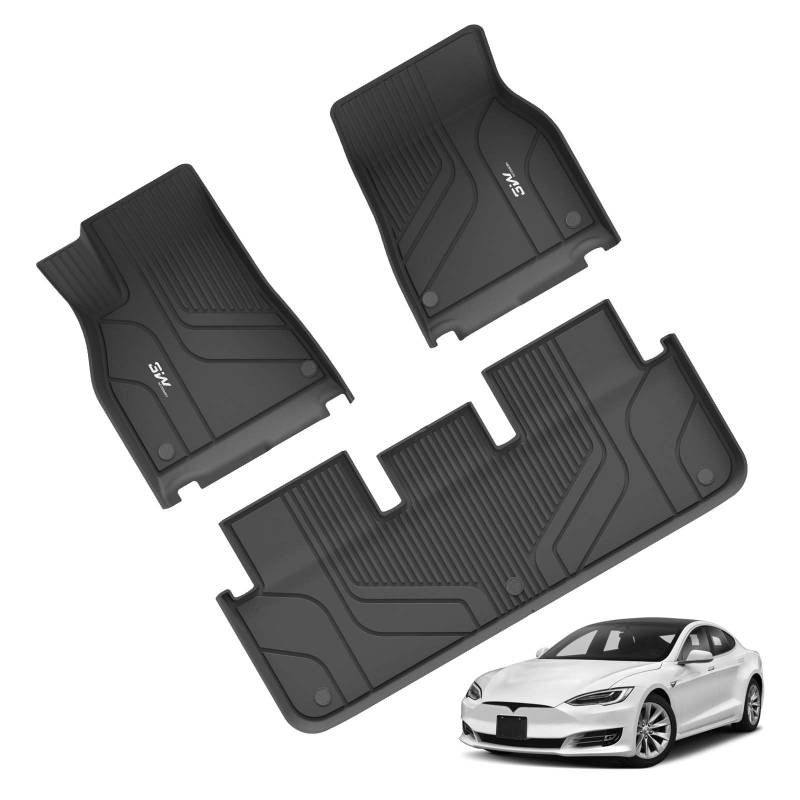 3W TPE Allwetter-Custom-Fußmatten für Linkslenker Tesla New Model S 2022-2024. Wasserdicht, rutschfest und einfach zu reinigen. von 3W