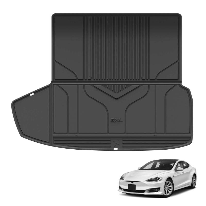 3W Kofferraumwanne für Tesla New Model S 2022-2024, TPE Allwetter Maßgeschneiderte Kofferraummatte Komplettset Tesla New Model S 2022-2024 Auto Kofferraum Zubehör, Wasserabweisend & Pflegeleicht von 3W