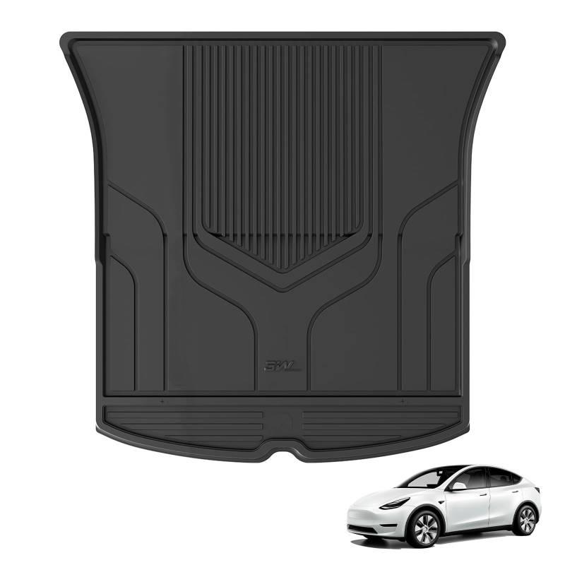3W Kofferraummatte für Tesla Model Y 2020-2024, TPE Allwetter Maßgeschneiderte Kofferraumschutz Komplettset Tesla Model Y 2020-2024 Auto Kofferraum Zubehör, Wasserabweisend & Pflegeleicht von 3W