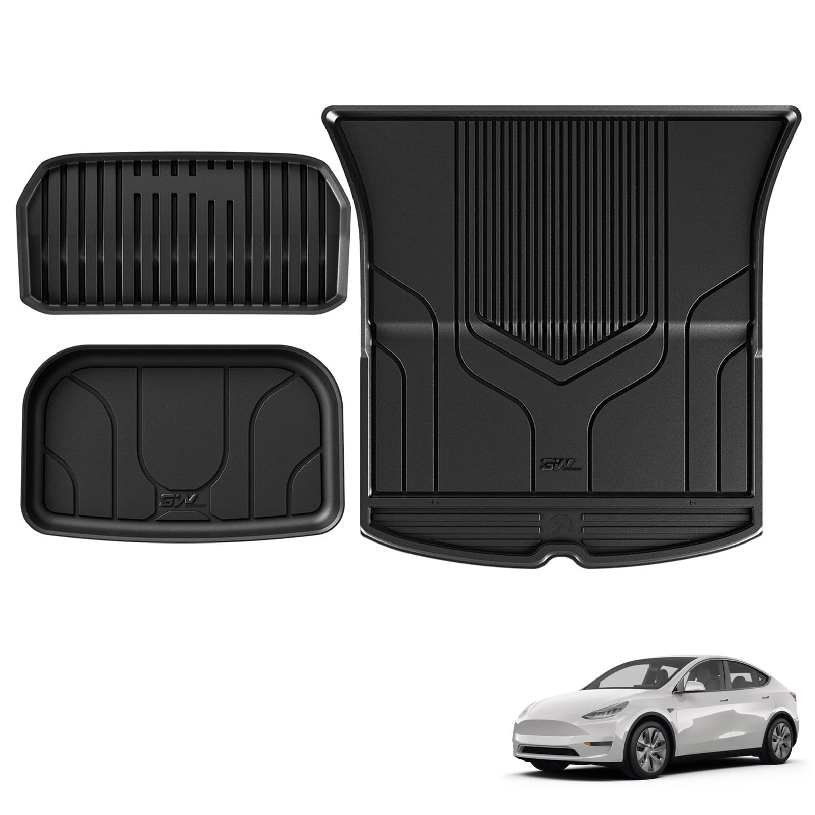 3W Model Y Kofferraumwanne Set 3PCS Kompatibel für Tesla Model Y 2020-2024,Hundefreundliche TPE Kofferraummatte Alle Wetter,rutschfeste Kofferraum Schutzmatte für Vorder und Rücksitze,Model Y Zubehör 3W Model Y Kofferraumwanne Set 3PCS Kompatibel für Tesla Model Y 2020-2024,Hundefreundliche TPE Kofferraummatte Alle Wetter,rutschfeste Kofferraum Schutzmatte für Vorder und Rücksitze,Model Y Zubehör von 3W