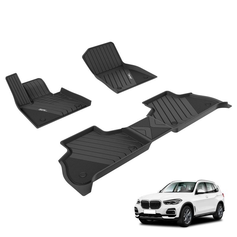 3W Fußmatten für BMW X5 G05 2019-2025, TPE Allwetter Gummimatten für BMW X5 G05 1. und 2. Reihen Komplettset Auto Fussmatten Zubehör, Schwarz Antirutschmatten von 3W