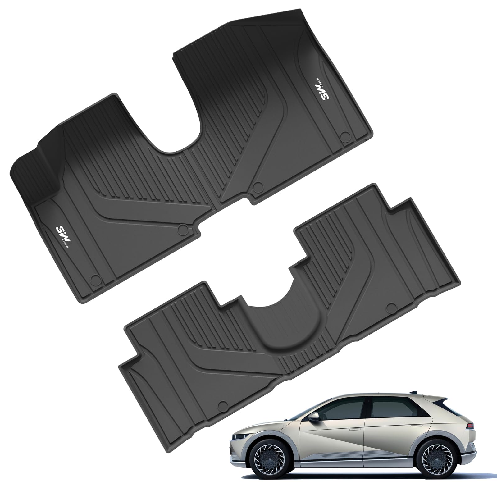 3W compitable with Hyundai IONIQ 5 (2012-2024) TPE Allwetter-Maßgeschneiderte Fußmatten Gesunde wasserdichte rutschfeste Leicht zu reinigen matten zubehör Passend für Mobile Armlehnenbox von 3W