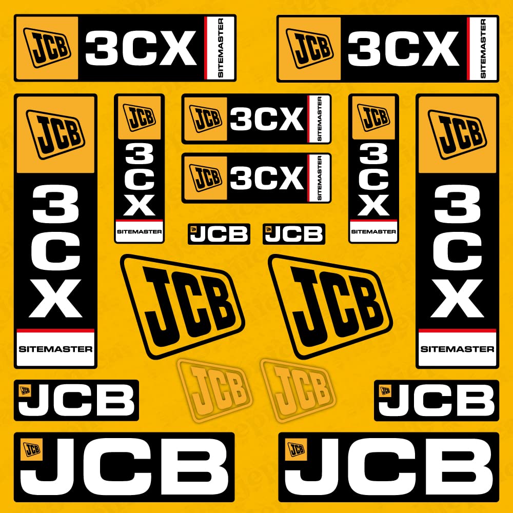 411 DECALS JCB 3CX Sitemaster Equipment Machinery Aftermarket Decal/Aufkleber/Adesivo/Sticker/Replacement Set von 411 DECALS