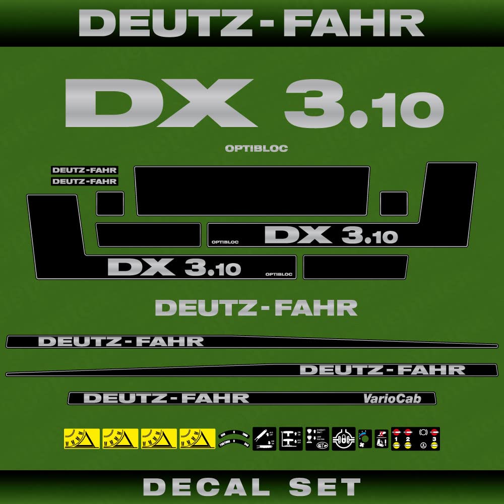 Deutz Fahr DX 3.10 Optiblock Variocab Aftermarket Replacement Decals Aufkleber Set von 411 DECALS