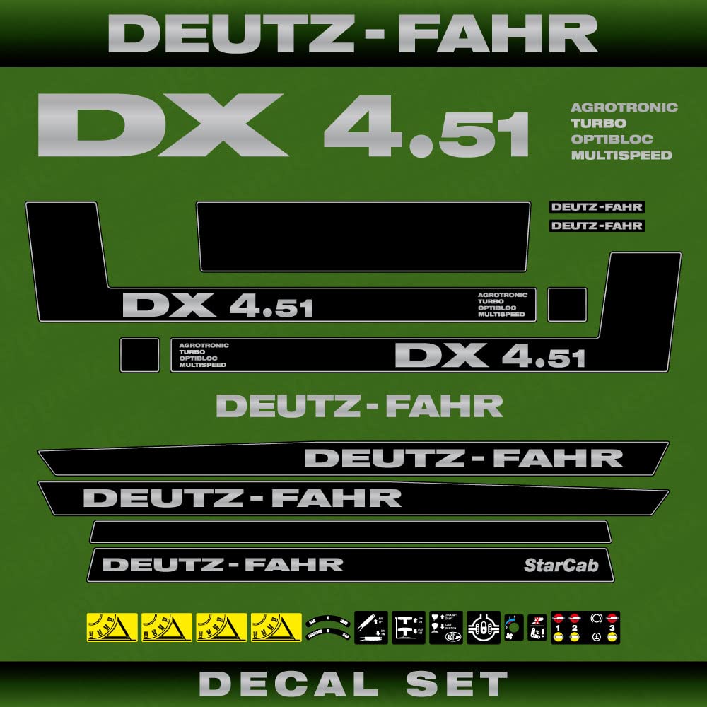 Deutz Fahr DX 4.51 Atom Starcab Aftermarket Replacement Decals Aufkleber Set von 411 DECALS
