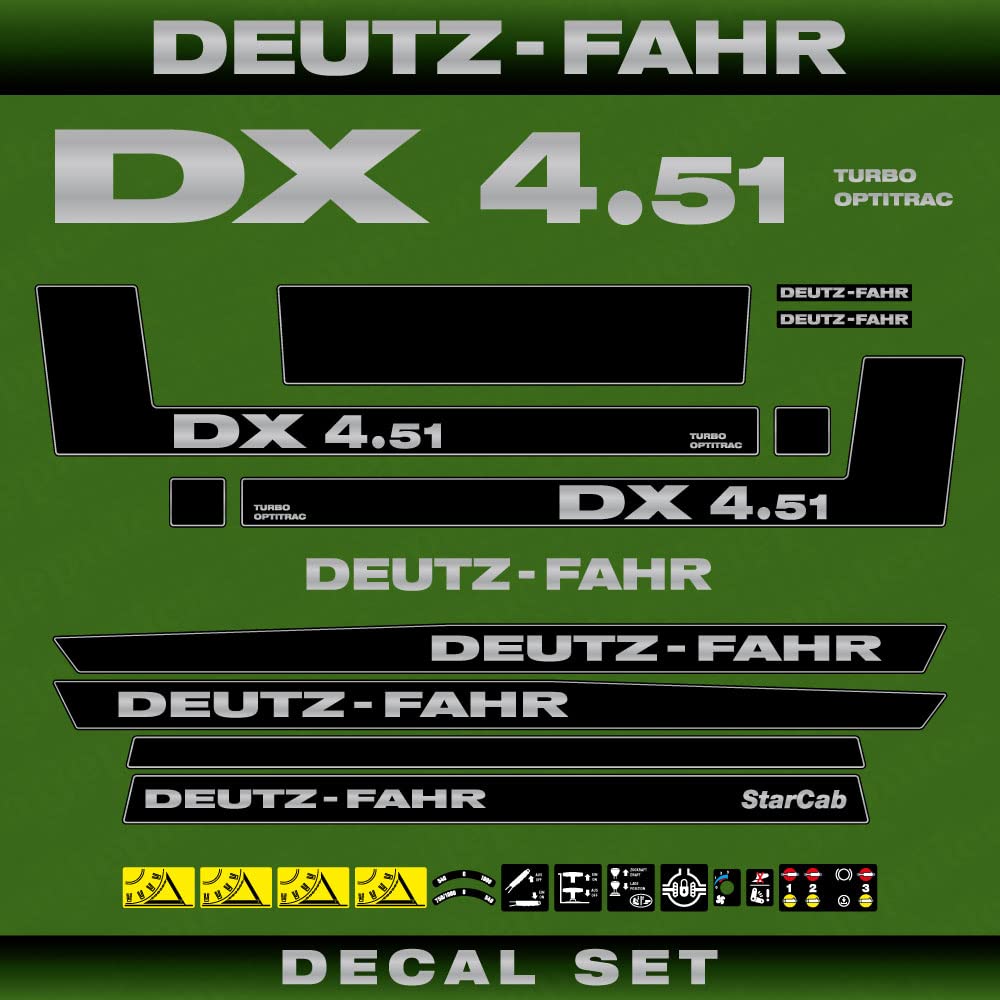 Deutz Fahr DX 4.51 to Starcab Aftermarket Replacement Decals Aufkleber Set von 411 DECALS