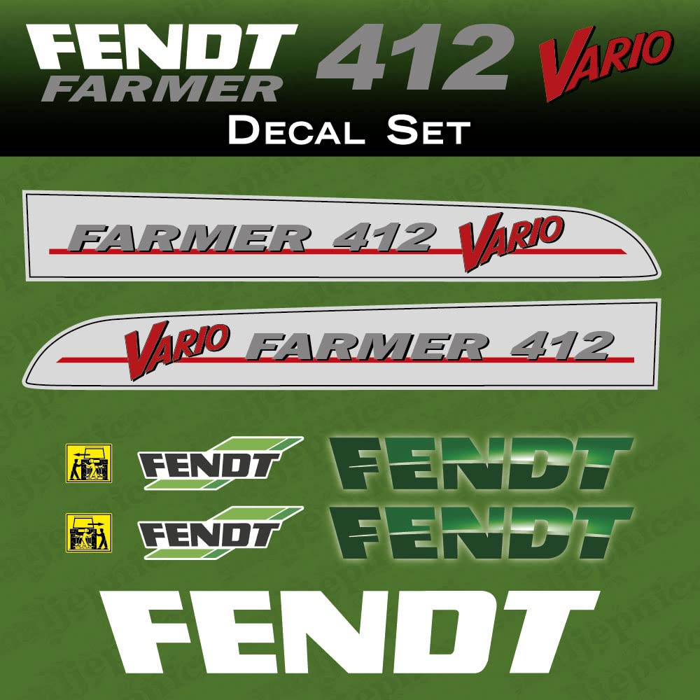 FENDT 412 Farmer Vario Silver Aftermarket Replacement Decal/Aufkleber/Adesivo Set von 411 DECALS