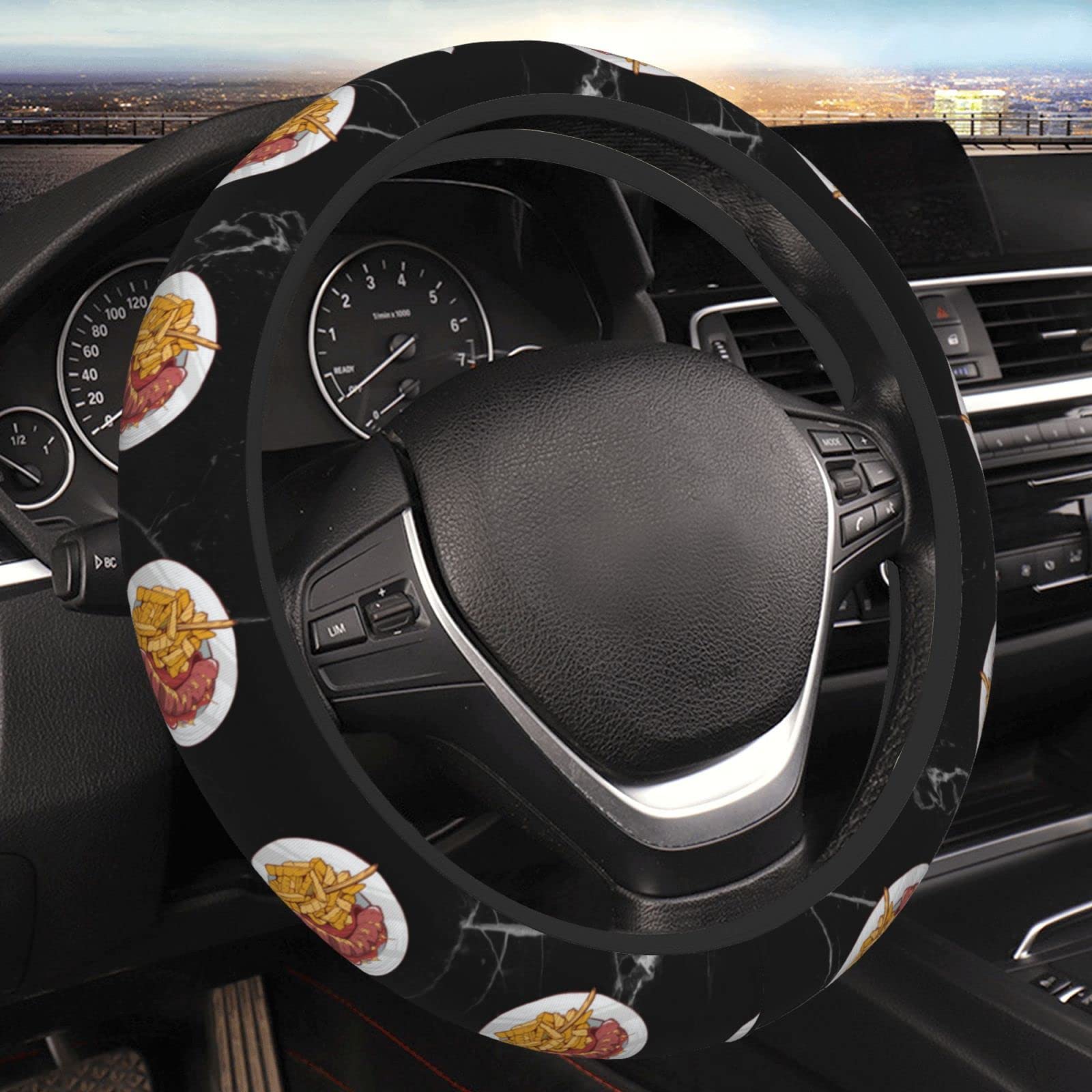 Lenkrad Abdeckung Currywurst Mit Pommes Bequem Lenkradbezug Heavy Duty Autolenkradabdeckung 38Cm Für SUV Auto Damen Lenkrad Abdeckung Currywurst Mit Pommes Bequem Lenkradbezug Heavy Duty Autolenkradabdeckung 38Cm Für SUV Auto Damen von 452