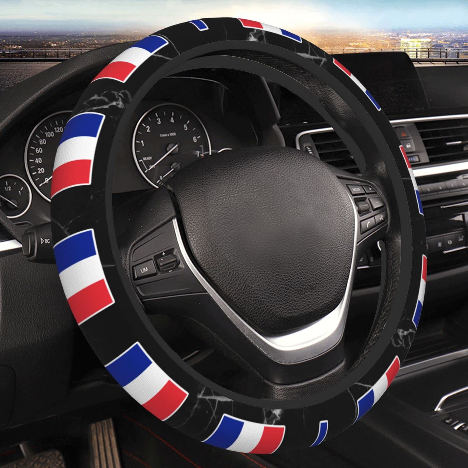 Steering Wheel Cover Französische Flagge Frankreich Universal Lenkradbezug Anti Rutsch Lenkradhüllen 38Cm Für SUV Mädchen Herren von 452