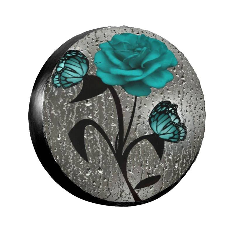 456 Ersatzradabdeckungen Knickente Graue Rosen-Blumen-Schmetterlinge Modern Uv-Schutz Reifenschutz Wetterfest Reifen Für Trailer SUV Auto 17inch von 456