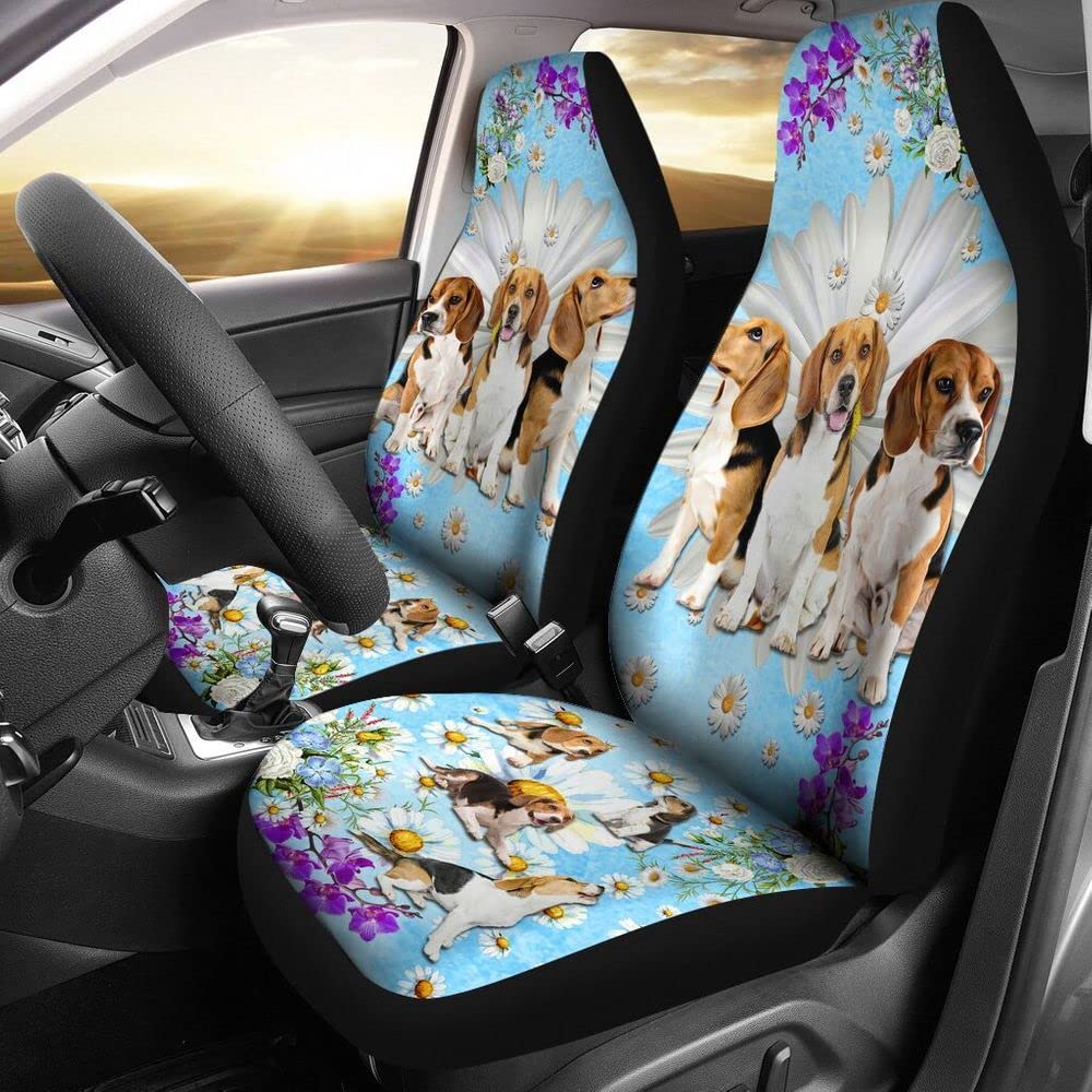 494 Auto Sitzbezug DREI Beagle-Welpen-Gänseblümchen-Träumer Sitzbezug Auto Vordersitze Universell Passende Auto Sitzbezüge Premium Design Autositzbezug 52X138cm Für Fahrzeuge, Wohnmobil von 494