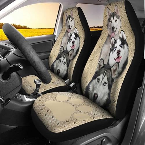 Sitzbezug Auto Vordersitze Husky-Hunde Auto Sitzbezug Universell Passende Innenraum Sitzschoner Wasserdicht Sitzbezüge Set Universal 52X138cm Für Fahrzeuge, Autos, Suvs von 494