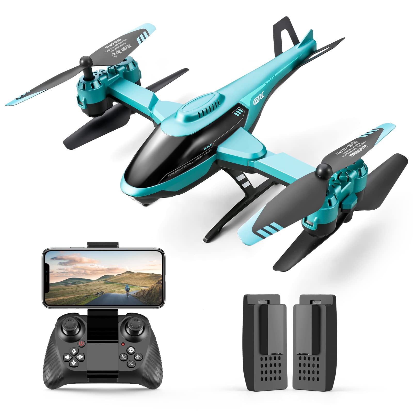 4DRC V10 Drohne mit Kamera für Kinder und Erwachsene, 1080P Kamera-Drohne, Hubschrauber, faltbarer RC Quadcopter, WLAN, FPV, Live-Video für Anfänger, 3D-Flips, Gesten-Selfie, Höhenhaltung, von 4DRC
