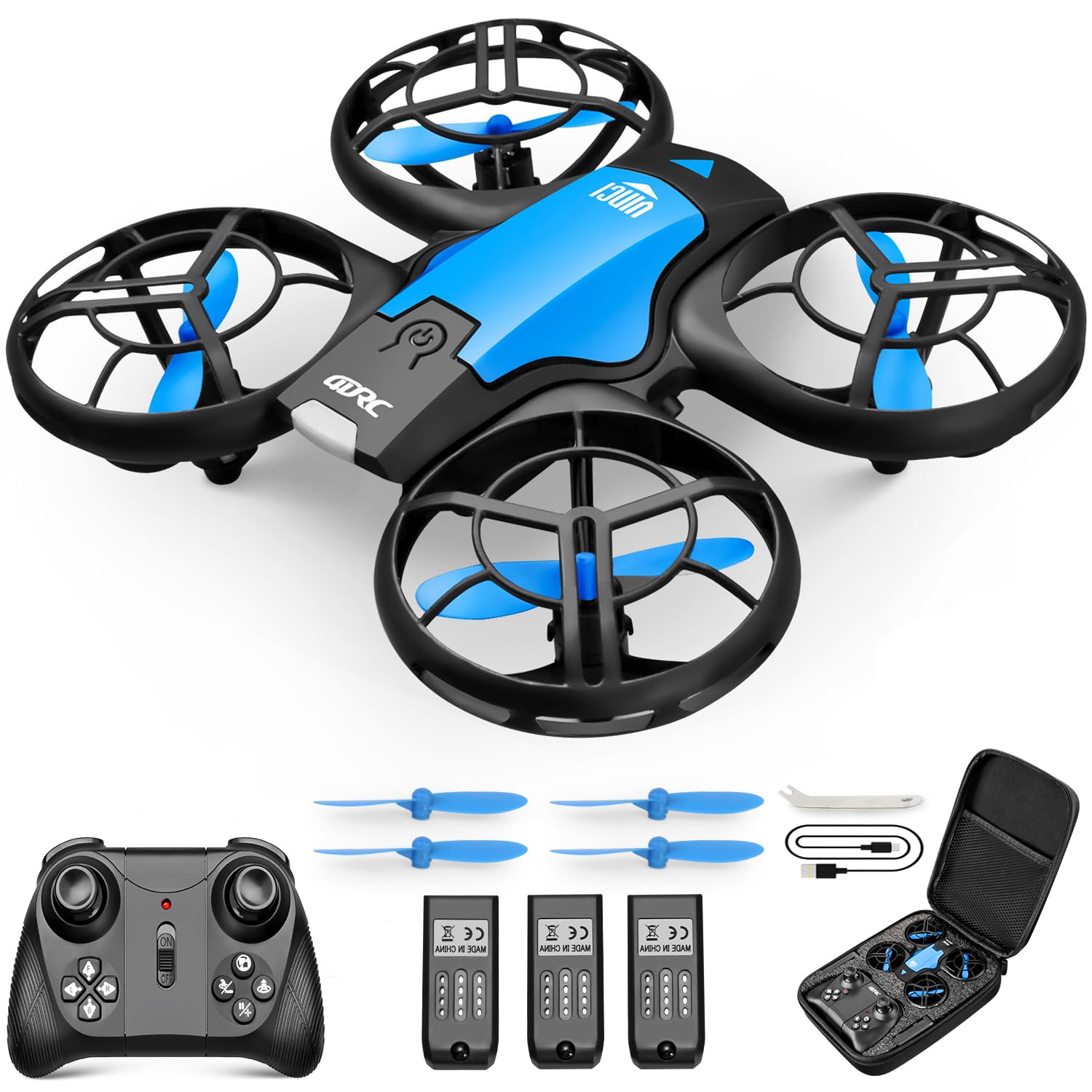 4DRC V8 Mini Drohne für Kinder,RC Quadrocopter Mini Drone mit 3 Akkus,27 Min. Lange Flugzeit,Handsensor,Automatische Höhenhaltung,360°Rollen,Kopfloss Modus,One Key Start Anfänger Blau von 4DRC