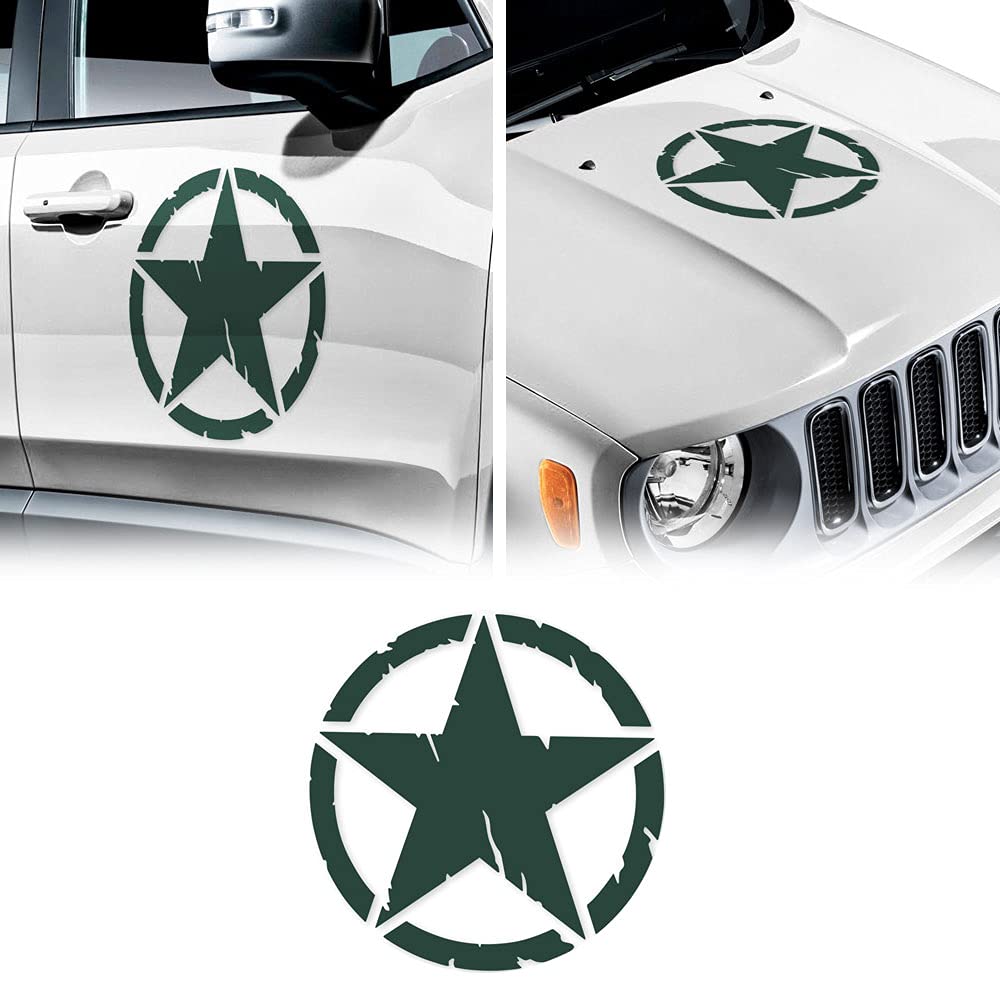 4R Quattroerre.it 17115 Aufkleber Army Star Armeestern für Jeep Renegade Autohaube Vordertür, Durchmesser 33 cm, Militärgrün, 2 Stücke 4R Quattroerre.it 17115 Aufkleber Army Star Armeestern für Jeep Renegade Autohaube Vordertür, Durchmesser 33 cm, Militärgrün, 2 Stücke von 4R Quattroerre.it