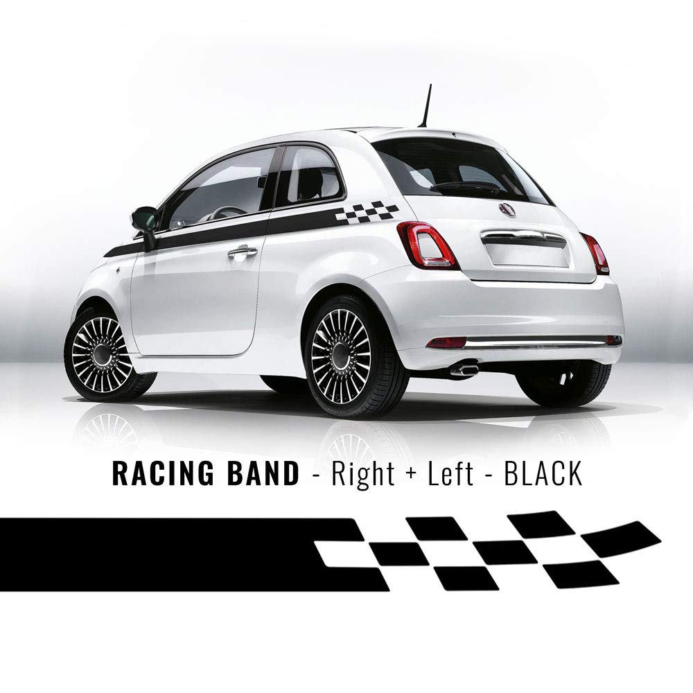4R Quattroerre.it Kit kompatibel mit Fiat 500 Stripes Klebebänder schwarz für Hüften von 4R Quattroerre.it