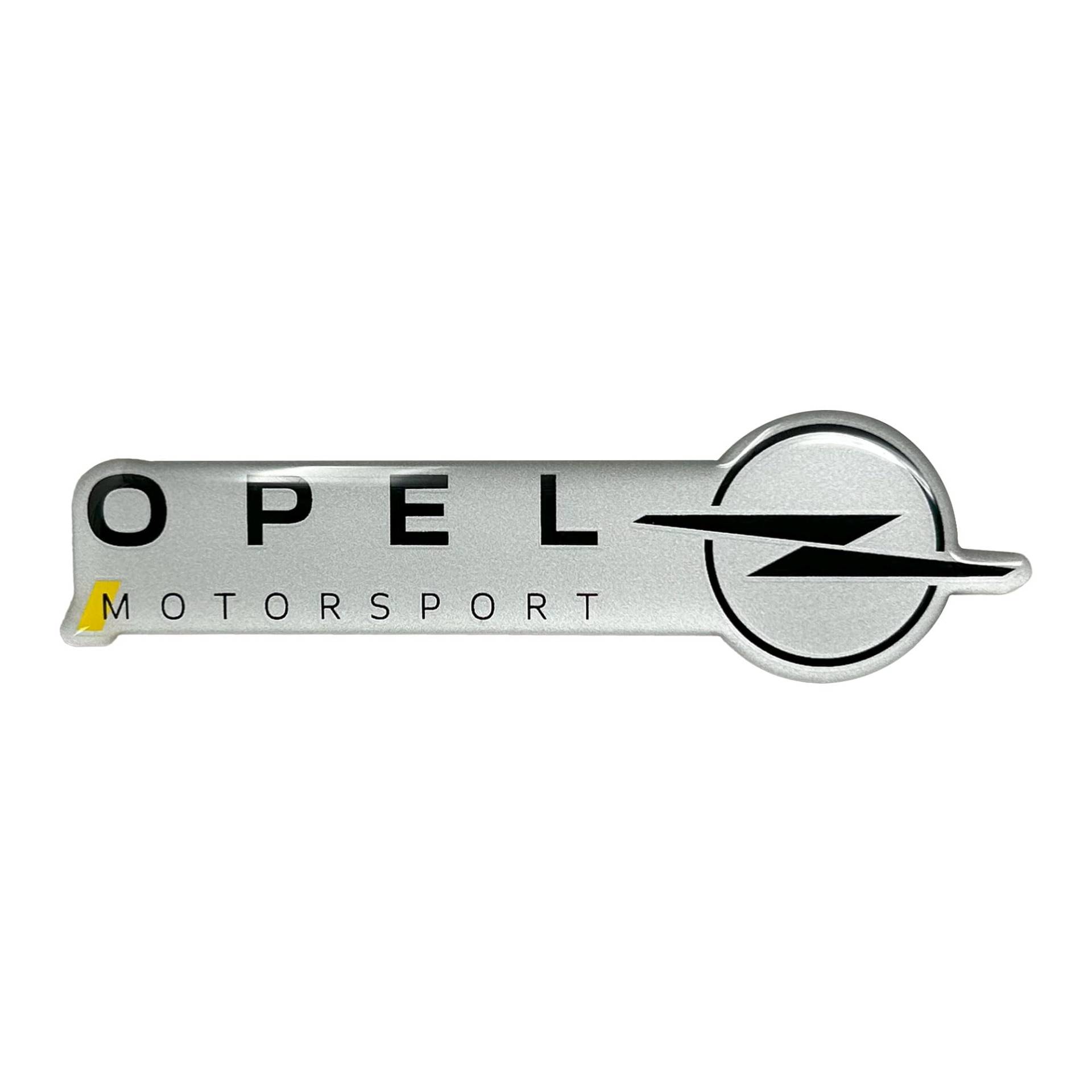 Emblem Fregio Aufkleber 3D kompatibel mit Opel Motorsport, 38 x 90 mm (Silber) von 4R Quattroerre.it