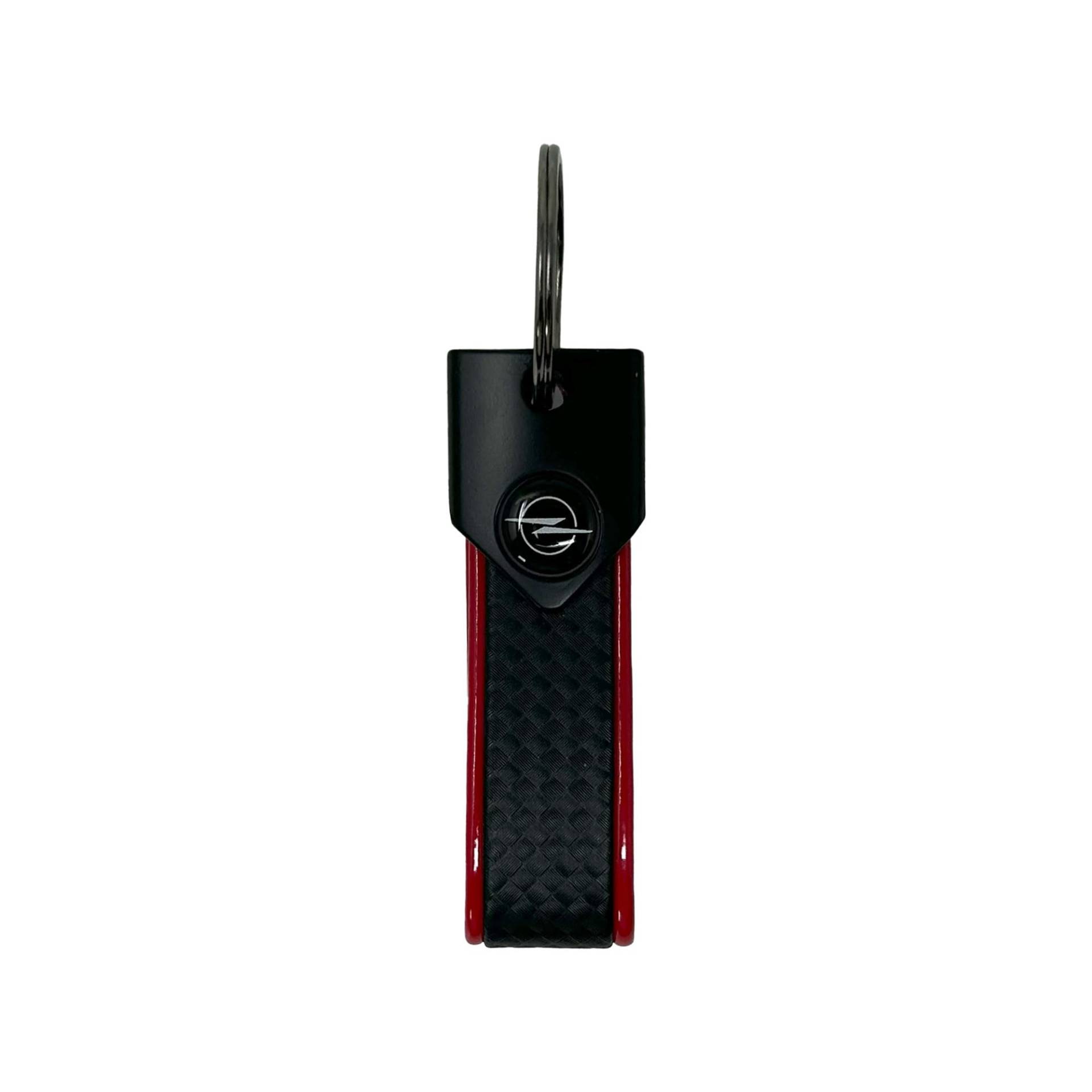 Schlüsselanhänger Kompatibel mit Opel, robust und langlebig, Ringverschluss, ideal als Geschenk, 90 x 20 mm (Rot Logo Schwarz) von 4R Quattroerre.it