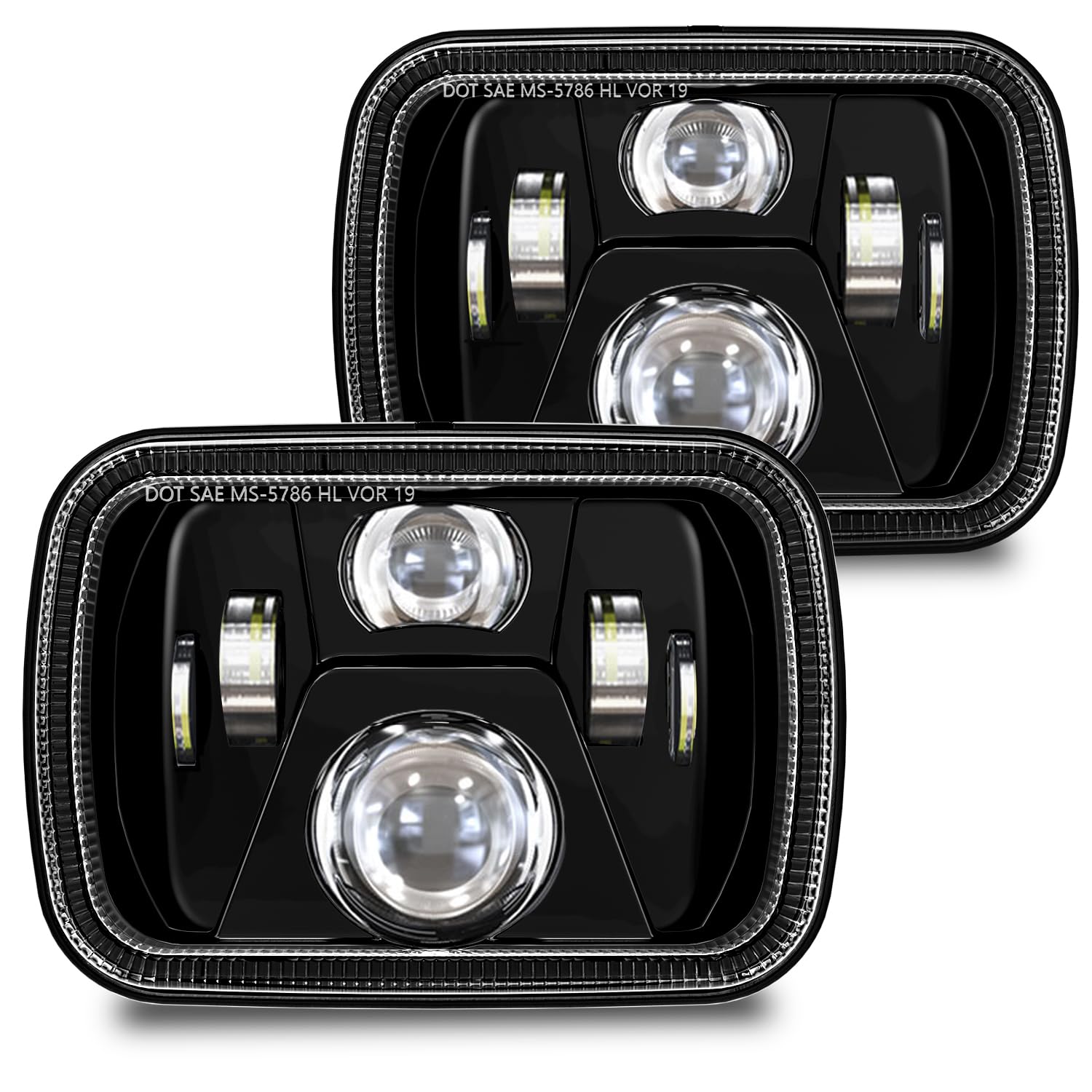 7x6 5x7 H6054 LED Headlights High Low Beam Sealed Headlamps DOT 110W 8400LM Compatible with Jeep Cherokee XJ Wrangler YJ Comanche MJ GMC Savana Safari Ford Replacement Black 7x6 5x7 H6054 LED Headlights High Low Beam Sealed Headlamps DOT 110W 8400LM Compatible with Jeep Cherokee XJ Wrangler YJ Comanche MJ GMC Savana Safari Ford Replacement Black von 4X4FLSTC