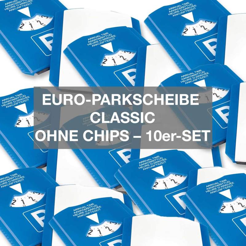 4business 10 Stück Euro-Parkscheibe Classic 4-sprachig blau-weiß § 42 STVO Eiskratzer 10er Set von 4business