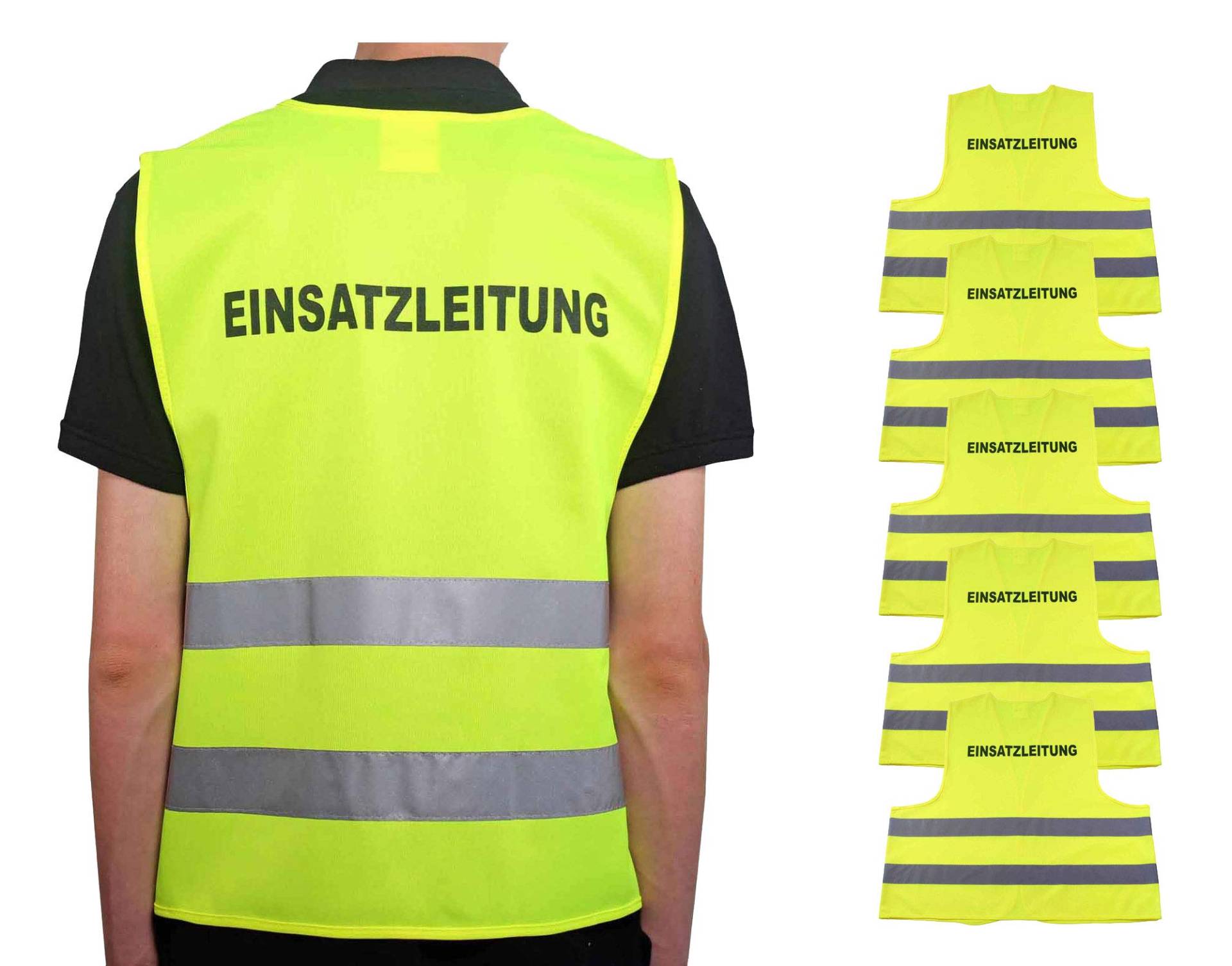 4business 5 Stück Kfz Qualitäts Warnweste EINSATZLEITUNG gelb EN ISO 20471 Klasse 2 für Erwachsene Unisize TÜV-geprüft waschbar 4business 5 Stück Kfz Qualitäts Warnweste EINSATZLEITUNG gelb EN ISO 20471 Klasse 2 für Erwachsene Unisize TÜV-geprüft waschbar von 4business