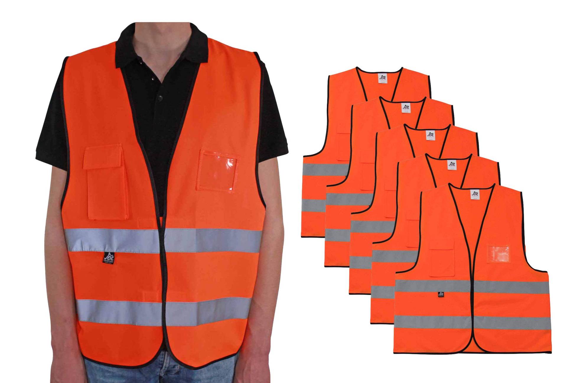 4business 5 Stück Kfz Warnweste mit Brusttasche orange EN ISO 20471 für Erwachsene Unisize TÜV-geprüft waschbar von 4business