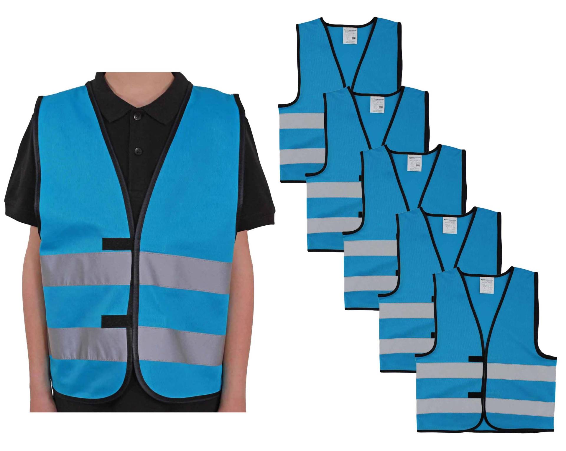 4business 5er Set Signalweste Kinder hellblau | Größe S | Polyester waschbar Sicherheitsweste 5 Stück 4business 5er Set Signalweste Kinder hellblau | Größe S | Polyester waschbar Sicherheitsweste 5 Stück von 4business